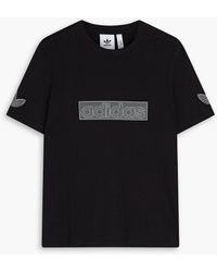 adidas Originals Embroidered Printed Cotton-jersey T-shirt - Black
