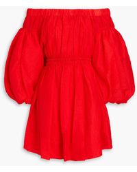 Rejina Pyo - Beth Off-the-shoulder Ruched Lyocell-blend Crepe Mini Dress - Lyst