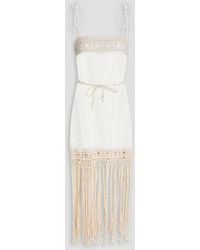 Zimmermann - Fringed Broderie Anglaise Cotton And Macramé Maxi Dress - Lyst