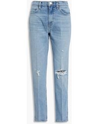 RE/DONE - Distressed Mid-rise Straight-leg Jeans - Lyst