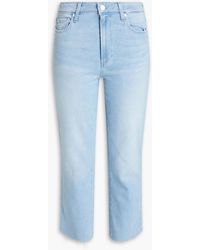 PAIGE - Cindy Cropped Distressed High-rise Straight-leg Jeans - Lyst