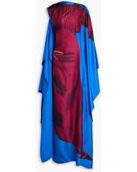 ROKSANDA - Senvu Draped Printed Silk-twill Maxi Dress - Lyst