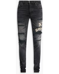 Amiri - Straight-Fit Distressed Appliquéd Denim Jeans - Lyst
