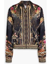 Camilla - Crystal-embellished Floral-print Silk-satin Bomber Jacket - Lyst