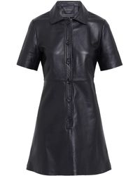 Muubaa Leather Mini Shirt Dress - Black