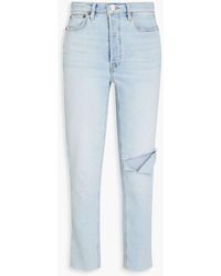 RE/DONE - 80s Distressed High-rise Slim-leg Jeans - Lyst