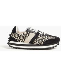 Ferragamo - Logo-print Leather, Suede And Shell Sneakers - Lyst