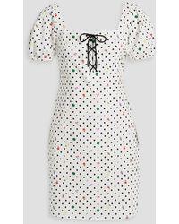 HVN - Nadia Lace-up Printed Cotton-blend Poplin Mini Dress - Lyst