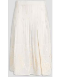 S.S.Daley - Ada Embroidered Cotton And Silk-blend Skirt - Lyst