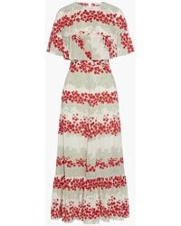 RED Valentino - Ruffled Floral-Print Silk Crepe De Chine Maxi Dress - Lyst