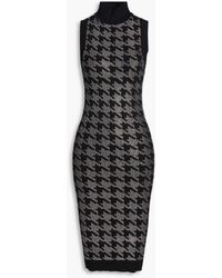 retroféte - Chrystie Embellished Houndstooth Cotton And Cashmere-blend Dress - Lyst
