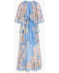 Zimmermann - Floral-Print Cotton And Silk-Blend Crepe De Chine Maxi Dress - Lyst