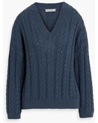 Brunello Cucinelli - Sequin-Embellished Cable-Knit Cotton-Blend Sweater - Lyst