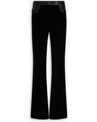 Tom Ford - Satin-trimmed Cotton-velvet Flared Pants - Lyst