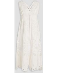 FARM Rio - Richielieu Open-back Broderie Anglaise Cotton Midi Dress - Lyst