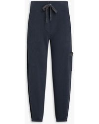 Brunello Cucinelli - Bead-embellished Ribbed Cotton Track Pants - Lyst