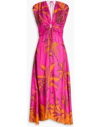 FARM Rio - Bead-embellished Printed Cotton-twill Midi Dress - Lyst