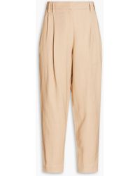 Brunello Cucinelli - Cropped Bead-embellished Twill Tapered Pants - Lyst