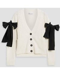 RED Valentino - Bow-detailed Pointelle-knit Cardigan - Lyst