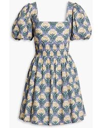 Agua Bendita - Caramelo Semilla Otono Floral-print Cotton-poplin Mini Dress - Lyst
