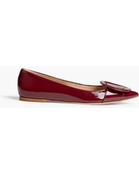 Gianvito Rossi - Ruby 05 Buckle-embellished Patent-leather Point-toe Flats - Lyst
