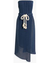 Lisa Marie Fernandez - Victor Strapless Wrap-effect Linen-blend Gauze Midi Dress - Lyst