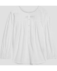 Raquel Allegra - Poet Gathered Cotton-gauze Blouse - Lyst