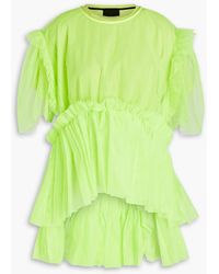 RED Valentino - Ruffled Neon Tulle T-shirt - Lyst