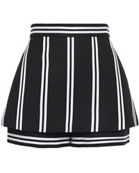 Maje Layered Striped Twill Shorts Black