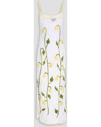Leslie Amon - Embroidered Cotton-Blend Corded Lace Midi Dress - Lyst