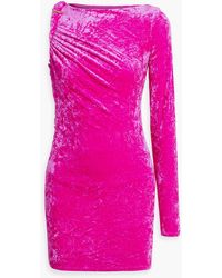 Versace - One-sleeve Cutout Crushed-velvet Mini Dress - Lyst