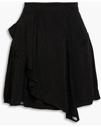 IRO - Bealie Lace-trimmed Ruffled Satin-jacquard Mini Skirt - Lyst