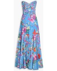 Charo Ruiz - Danny Strapless Tiered Printed Cotton-blend Maxi Dress - Lyst