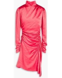 A.L.C. - Asymmetric Ruched Satin-crepe Mini Dress - Lyst