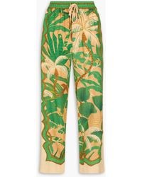 FARM Rio - Cropped Printed Linen-Blend Tapered Pants - Lyst