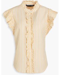 Veronica Beard - Ruffled Metallic Striped Cotton-blend Shirt - Lyst