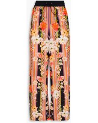 CAMILLA - Crystal-Embellished Printed Silk Crepe De Chine Wide-Leg Pants - Lyst