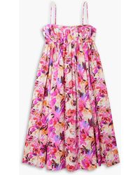 Ulla Johnson - Lucille Pleated Floral-Print Cotton-Poplin Midi Dress - Lyst