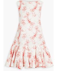 Valentino Garavani - Ruffled Floral-print Cotton And Silk-blend Mini Dress - Lyst