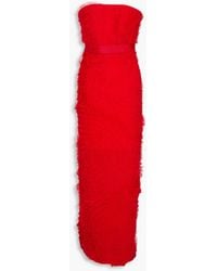 Huishan Zhang - Monica Strapless Ruffled Tulle Maxi Dress - Lyst