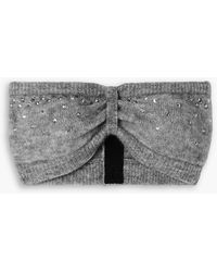 Alessandra Rich - Cropped Crystal-embellished Knitted Top - Lyst