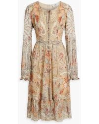 Etro - Paisley-print Lace-up Silk-chiffon Dress - Lyst
