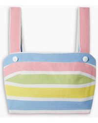 Miguelina - Isabella Cropped Striped Cotton And Linen-blend Top - Lyst