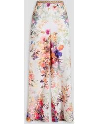 CAMILLA - Crystal-Embellished Floral-Print Silk Crepe De Chine Wide-Leg Pants - Lyst