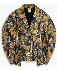 FARM Rio - Printed Cotton-blend Sateen Blazer - Lyst