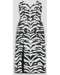 Halpern - Strapless Sequined Zebra-print Tulle Midi Dress - Lyst