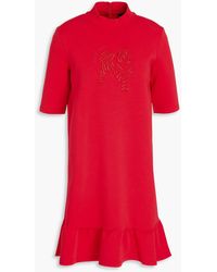 Emporio Armani - Embroide Cotton-blend Jersey Mini Dress - Lyst
