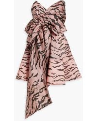 Zimmermann - Strapless Bow-detailed Zebra-print Silk-organza Mini Dress - Lyst