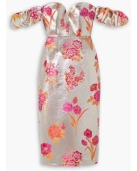 Markarian - Adelaide Off-the-shoulder Floral-jacquard Midi Dress - Lyst