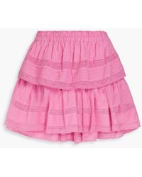 LoveShackFancy - Tiered Ruffled Cotton Mini Skirt - Lyst